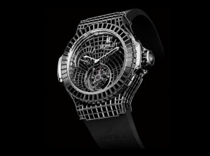 Swiss Made Unique Fake Hublot Black Caviar Bang Tourbillon Watch