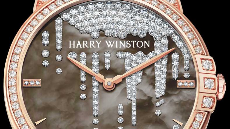 The Remarkable Ladies' Rose Gold Harry Winston Midnight Diamond Stalactite Motif Automatic Timepiece